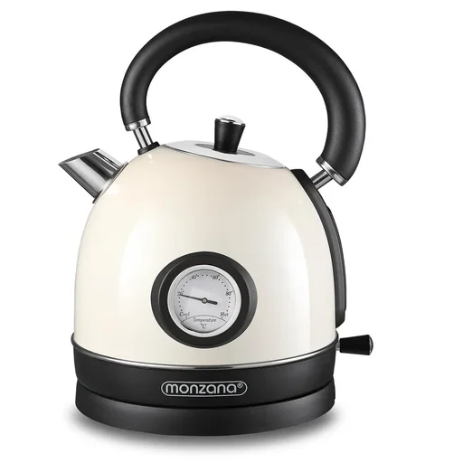 "Wasserkocher Edelstahl im Retro-Design cremefarben 1,8L - 2200W image"