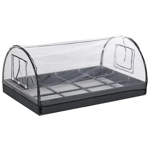 "Gewächshaus mit Fenster 12 Gitter Treibhaus Tomatenhaus Frühbeet PVC Stahl Transparent 120 x 79 x 53 cm image"