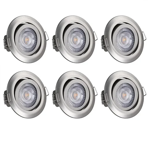 "LED-Downlight Krog 6-teiliges Set Nickel image"