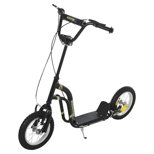 "Kinderroller Scooter Tretroller Cityroller Kinder Roller Kickboard mit Luftreifen 12 Zoll Schwarz 120 x 58 x 85-95 cm image"