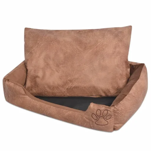 "Hundebett Kissen PU-Leder Größe S beige image"