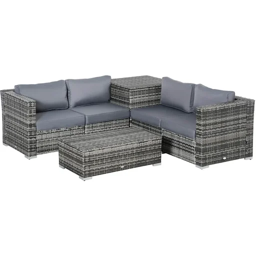 "Gartenmöbel-Set 6-teilig Stahl Grau image"