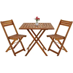 3-teiliges Akazienholz-Balkonset - 2 Stühle und 1 Tisch