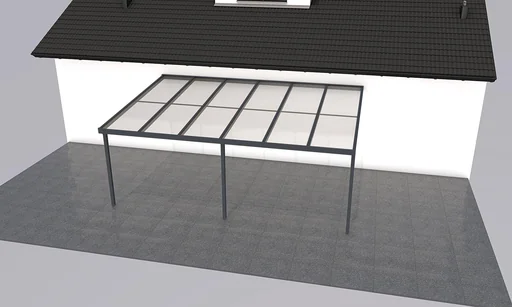 "Terrassendach Premium, anthrazit, 6110 x 4060 mm - Polycarbonat Stegplatten 16 mm, opal image"