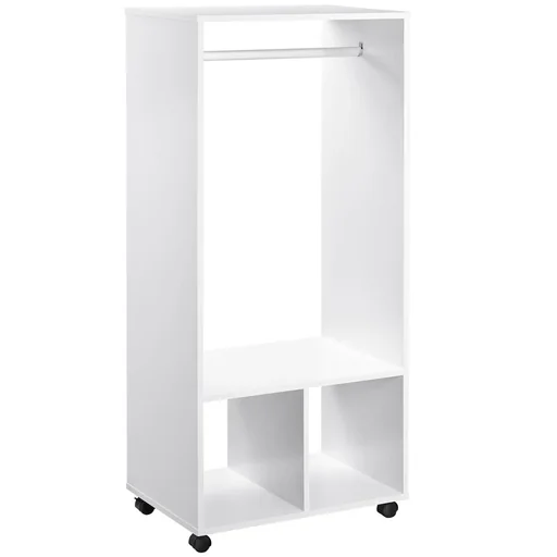"Mobiler Kleiderschrank Garderobe Schrank mit Regal 4 Schwenkräder für Wohnzimmer Schlafzimmer, Aluminiumlegierungen, 60 image"