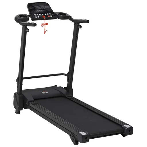 "Elektrisches Laufband mit LCD-Display USB- und MP3-Player Faltbares Fitnessgerät 1-14 Km/h Stahl Schwarz 164 x 70 x 125 image"