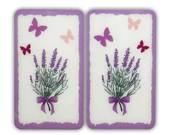 3 in 1 Herd-Abdeckplatten, Schneidbretter, Arbeitsplatten, Glas, Lavendel Bouque