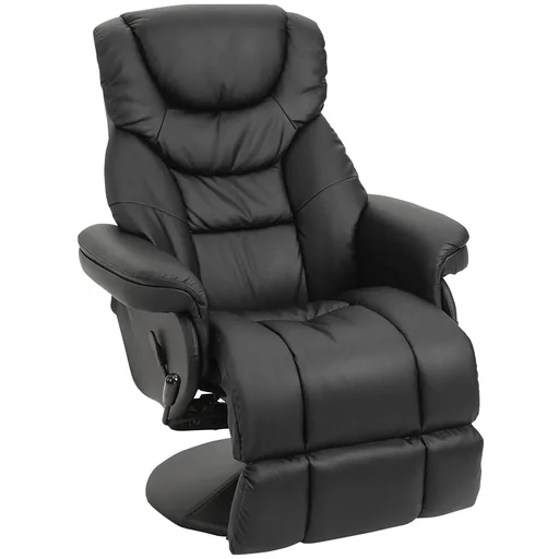 "Relaxsessel, Fernsehsessel, Einzelsofa 135 °Neigung, Stahl+PU+Schaumstoff+Kunststoff, Schwarz, 79 x 81 x 107 cm image"