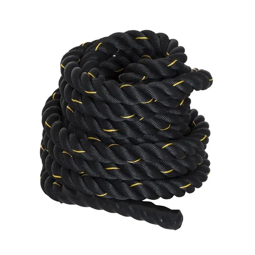 "Battle Rope Ø38mm x 9 m Trainingsseil Fitnessseil Schlachtseil für Kraftausdauer & Muskelaufbau Schwarz+Gelb image"