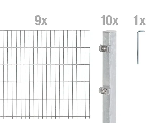 "Doppelstabmattenzaun Komplettset, feuerverzinkt, Höhe 80 cm, Länge 18 m image"