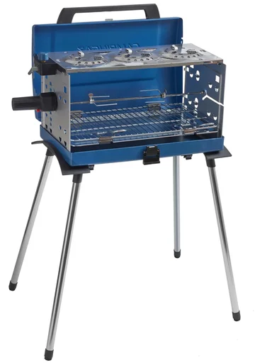 "Koffergasgrill 400 SGR ( 50 mbar) 3-flammig, mit Grillspieß, Batteriemotor sowie Piezozündung, inkl. Schlauch image"