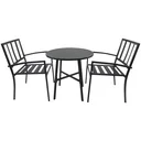 3-teilige Essgruppe Sitzgruppe Esstisch-Set rund Tisch Metall Schwarz mit 1 Tisch + 2 Stühlen