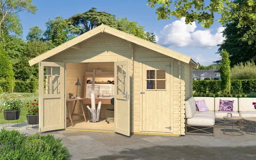 "Gartenhaus 253 Gr.2, 420 x 310 x 270 cm Wandstärke 28 mm, Doppeltür, mit 2. Raum Einzeltür image"