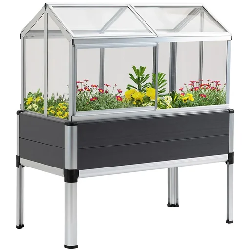 Hochbeet mit Frühbeet-Aufsatz aus Aluminium