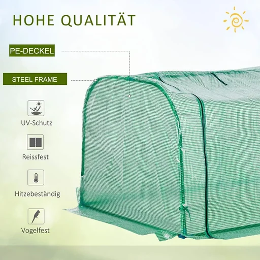 "Foliengewächshaus Gewächshaus Treibhaus mit Tür Frühbeet Pflanzenhaus Pflanzenaufzucht Stahl PVC Grün 300 x 100 x 80 cm image"