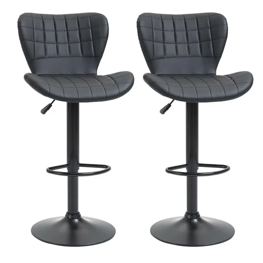 "Barhocker 2er-Set Barstuhl Tresenhocker Bistrohocker Küchenhocker Drehstuhl mit Rückenlehne für Küche Esszimmer Kunstled image"