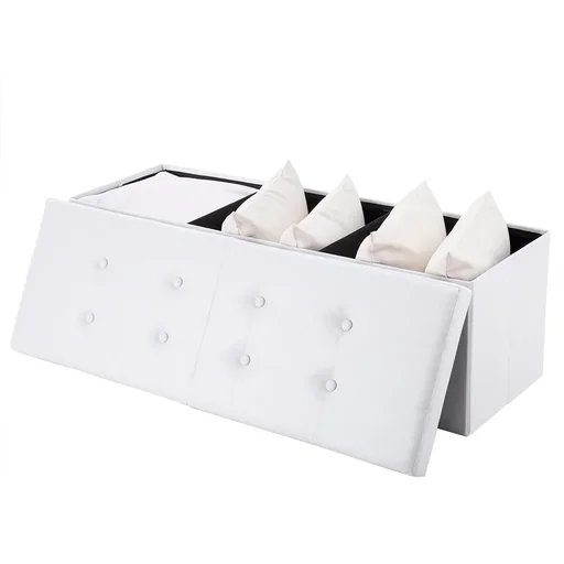 "Faltbarer Sitzkasten mit Scharnierdeckel weiß - 115x38x38cm image"