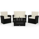 Polyrattan Garten-Set - 10-teilig - Schwarz/Creme