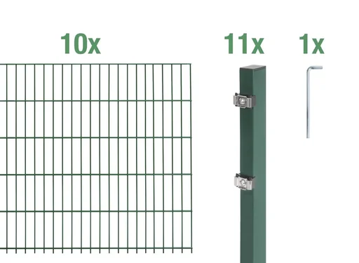 "Doppelstabmattenzaun Komplettset, grün, Höhe 100 cm, Länge 20 m image"