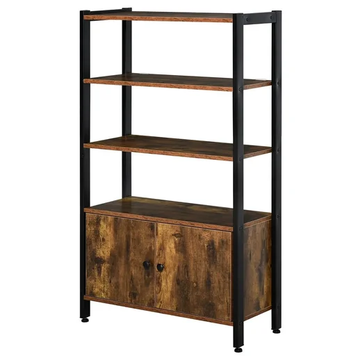 "Bücherregal mit Schrank Büroregal Standregal Industrial Home-Office Wohnzimmer Arbeitszimmer Metall Spanplatte Braun 70 image"