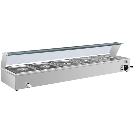 "Speisenwärmer Bain-Marie mit 5 Schalen GN 1/2 aus Edelstahl image"