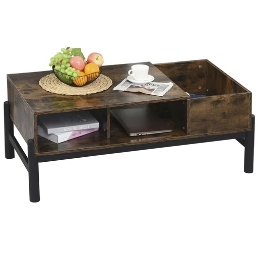 "Couchtisch Beistelltisch Sofatisch Kaffeetisch Tischplatte Wohnzimmertisch Offenes Gehäuse Staufach stilvoll Spanplatte image"