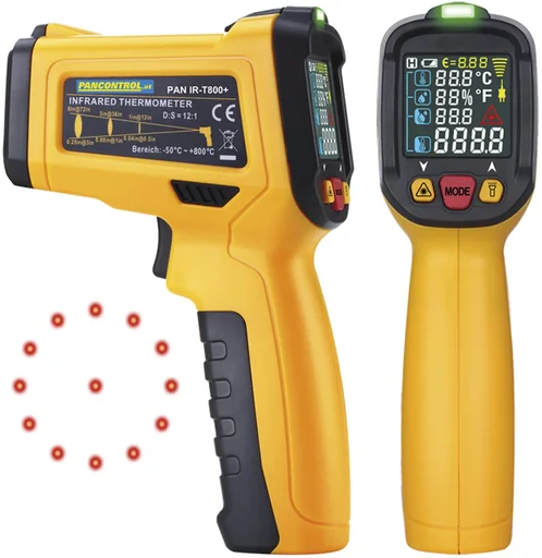 "PAN IR-T800+ Profi-Infrarotthermometer 12:1, Infrarot-Temperaturmessung - 50°C - + 800°C mit Laser-Messkreis image"