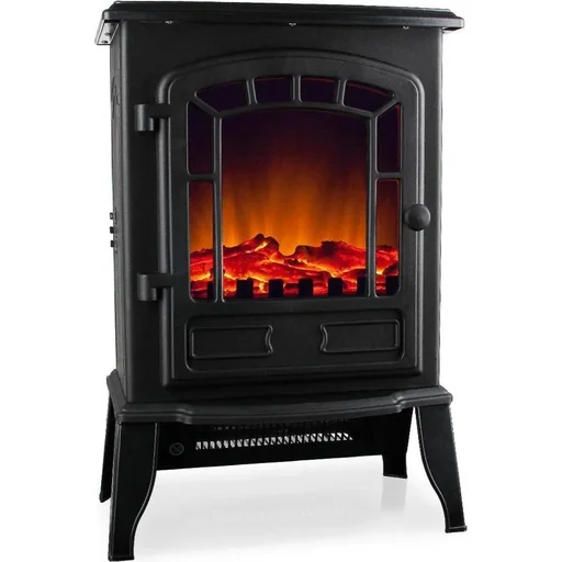 "Elektrischer Kamin mit offenem Flammeneffekt 2000 Watt - Schwarz image"