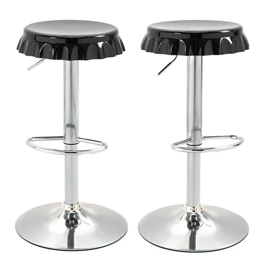 "2er-Set Barhocker Drehstühle Barstühle Verstellbare Höhe Armlos Barhocker 360° schwenkbar ABS-Kunststoff Stahl Schwarz image"