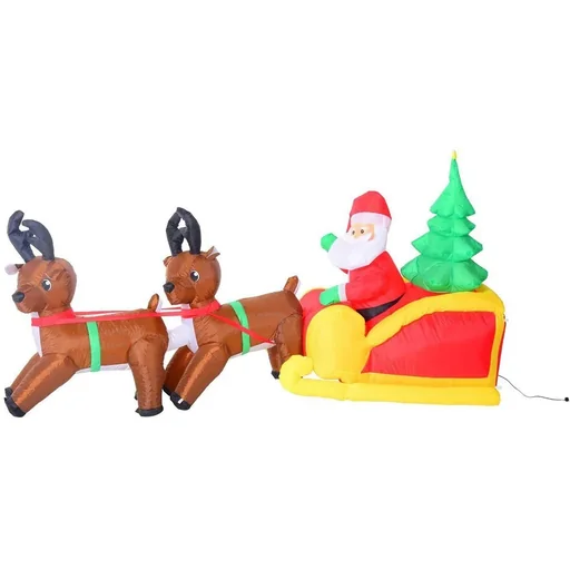 "LED Rentierschlitten mit Weihnachtsmann aufblasbar warmweiß image"