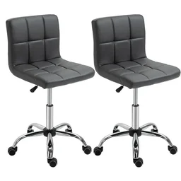 2er-Set Arbeitshocker mit Rückenlehne Rollhocker aus Kunstleder Drehhocker mit L