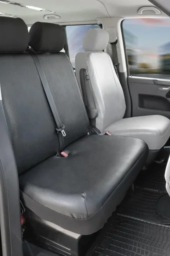 "Passform Sitzbezüge für VW T5 für Doppelbank vorne umlegbar aus Kunstleder ab BJ 09/2009 bis heute image"