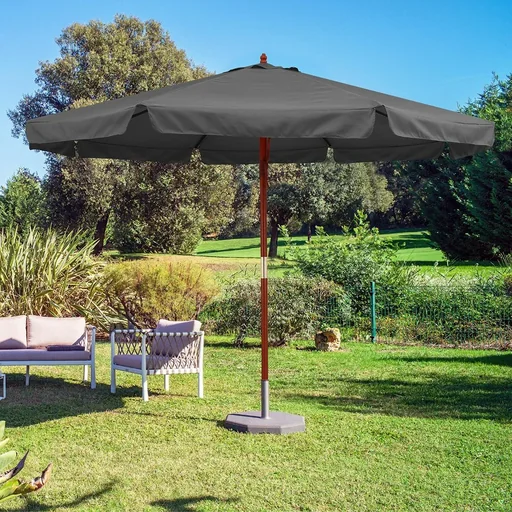 "Sonnenschirm Anthrazit Holz 330cm UV-Schutz 50+ image"