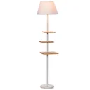 Stehlampe Stehleuchte mit 3 drehbaren Etagen elegant klassisch für Wohnzimmer Schlafzimmer Büro Stahl Gummiholz T/C-Gewe