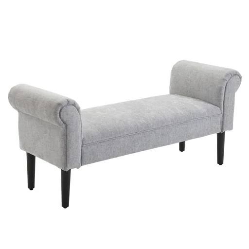 "Polsterbank Sitzbank Lounge Sitzhocker Flurbank Bettbank elegant mit gerollten Seiten Leinenstoff Schaumstoff Polyester image"