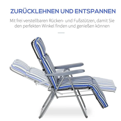 "2er-Set Liegestuhl Set mit Kissen klappbar Sonnenliege 5 Stufen verstellbarer Rückenlehne Gartenliege Gartenmöbel Set St image"
