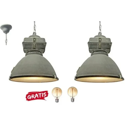 "2x Industriehängeleuchte Anouk 93678/70 Beton 40cm inkl. 2x Warmlampen image"