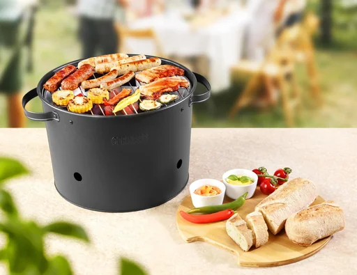 2in1 Hybrid Elektro- und Holzkohlegrill