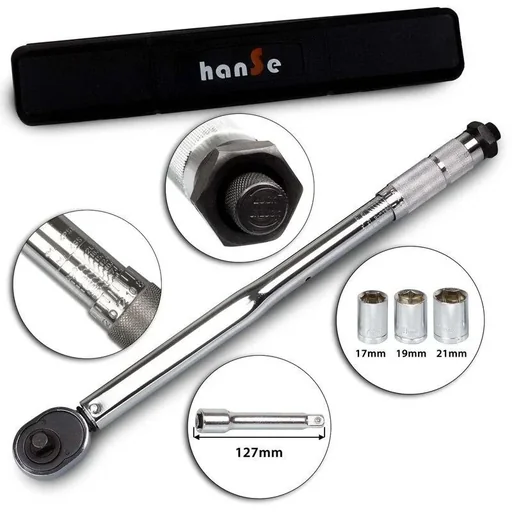 "Werkzeug 1/2 Zoll Drehmomentschlüsselsatz im Koffer - 17, 19, 21 mm - 12,7 cm Länge image"