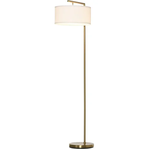 "Stehlampe mit Leinenstoffschirm gold/weiß image"