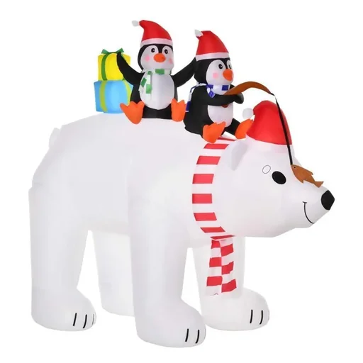 "Aufblasbare Pinguine auf Eisbär 2,1 m Weihnachtsdekoration image"
