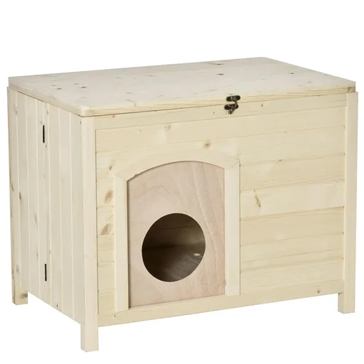 "Hundehütte Hundehaus faltbar Haustierhaus katzenhaus Massivholz Natur 78 x 51 x 62 cm image"