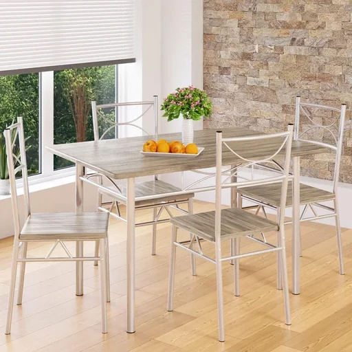 "5-teiliges Lounge-Set "Paul" - Esstisch + 4 Stühle - Eiche image"
