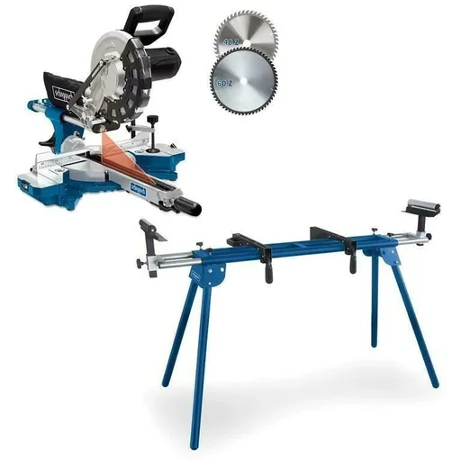 "Sonderpreis! Kombi-Säge HM254 - 2000W | 255mm | Laser, LED und Drehtisch | 2 Sägeblätter + UMF2000 Ständer image"