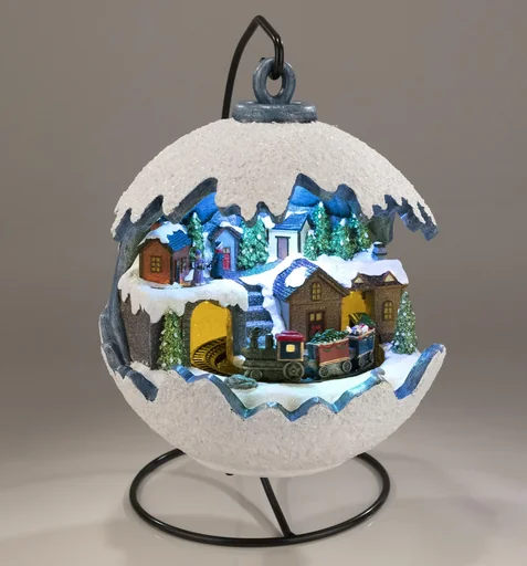 "Weihnachtskugel mit fahrendem Zug, LED Licht und Musik image"