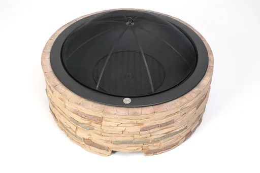 "Feuerstelle Steinoptik mit Abfanggitter image"
