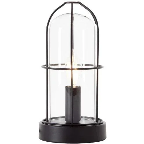"Tischleuchte Storm bundesweit mat Holzschwarz glas 40W E14 image"