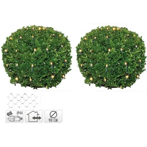 "Buchsbaum-Kugelnetz SET von 2 - 100 LED Warm-Weiß Ø 90cm - Strauch image"