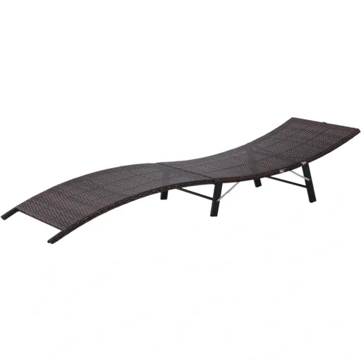 "Gartenliege Sonnenliege mit Kissen Relaxliege ergonomisch wetterbeständig Polyrattan Braun 196 x 61 x 53 cm image"