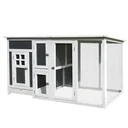 Hühnerstall Hühnerhaus Geeignet für 2-4 Hühner, mit Nistkasten Eierkiste mit 2 Fächern, Tanne, Grau+Weiß, 160 x 75 x 80